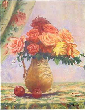 Sunlit Roses with Apples