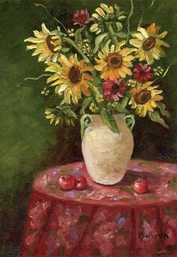 Item 29, Sunflowers in a White Vase
